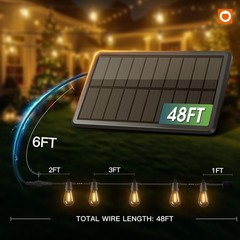 Addlon 54Ft486 Solar String Lights Outdoor Waterproof Usb Charging Remote