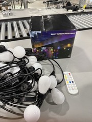 EAVELIGHT 100FT SMART OUTDOOR PATIO LIGHTS WITH REMOTE, BLACK/WHITE