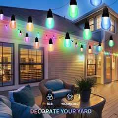 50FT Color Changing Outdoor String Lights APP Remote Waterproof Patio Decor