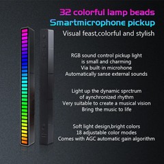 32LED RGB Car Atmosphere Strip Light Bar Music Sync Sound Control Rhythm Lamp US