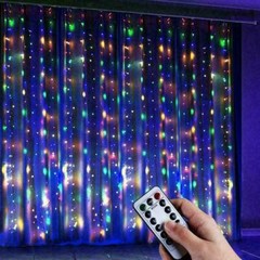 300-LED Curtain Light for Bedroom Wall Plug in Window Hanging Fairy String Light