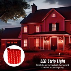 Red 16-Mode LED Strip Light, Outdoor Waterproof Connectable Lighting