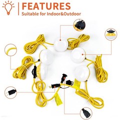 50-200ft Construction String Lights Industrial Grade Work Light IP65 Waterproof