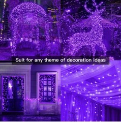 180 LED 60ft Purple String Lights (Clear Cable, Plug In, 8 Modes, IP44
