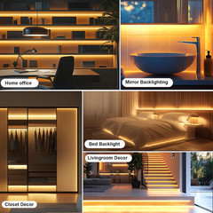 LED Strip Lights 6Ft, Warm White COB LED Light Strip USB Powered, Dimmable 2700K