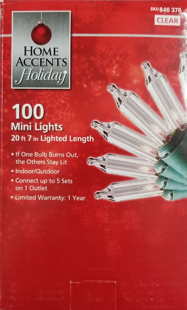 10 BOXES of 100 Clear Mini Christmas string Lights Green Wire 1000