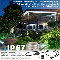 Assorted Size White LED Rope Lighting Waterproof Outdoor Christmas Tree Deco