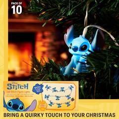 Disney Stitch LED String Lights 10 pcs, Battery Operated Hanging Lights 59”