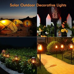 4 Pack Larger Solar Torch Lights with 96 LED, IP65 Waterproof Outdoor Flicker…