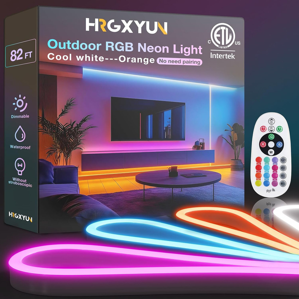 82Ft RGB Led Neon Rope Light, IP65 Waterproof Led Neon Strip with Brightbess Adj