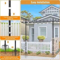 10Ft String Light Poles 4 Pack, for Outside Lights, Metal Stand, Patio Backyard