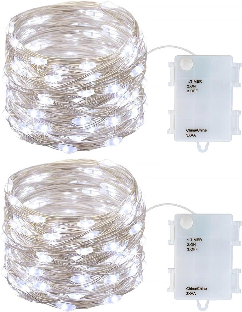 2 Pack Battery Operated Mini Led Fairy Lights Dewdrop Garland Lights with Timer