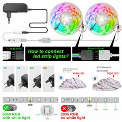 16.4 ft 32.8 ft 5050 RGB LED strip with Bluetooth-compatible APP controller kit