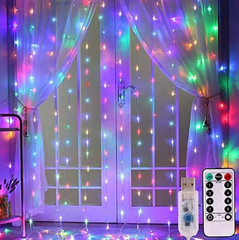 USB LED Curtain String Lights with Remote Control – 100 LED Fairy Lights