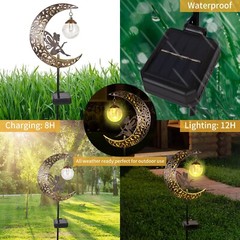 Solar Garden Lights Outdoor Decor,Moon Fairy Crackle Glass Lights,Waterproof …