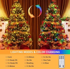 33ft 100 LED Color Changing String Lights Plug in, Warm White & Multicolor Ch…