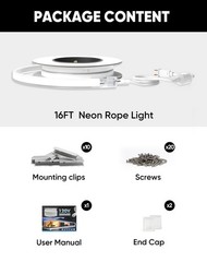 16ft Led Neon Rope Light ETL Listed, AC 110V-120V Connectable Cuttable Lighti…