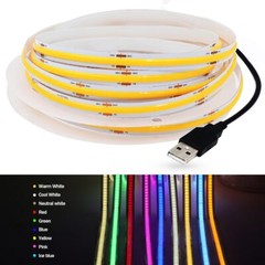 USB 5V COB LED Strip Super Thin 8mm 320LEDs/m Soft Flexible FOB Light Bar Decor