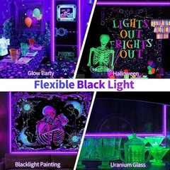 33FT Dimmable Black Light Strip with Remote – Perfect for Parties & Halloween