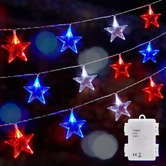 Energy-Saving 6FT Waterproof Independence Day Star String Lights – 30 LEDs