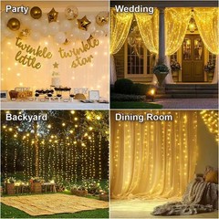 300LED Fairy Curtain Lights, 9.8×9.8Ft USB Plug-in 8 Modes Christmas String H…