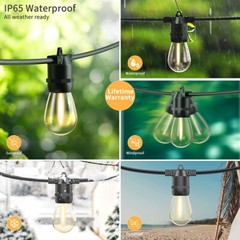 Outdoor String 27/48/96FT Lights LED Lights IP65 Connectable Patio Yard Garden