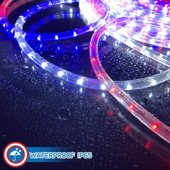 100FT Red White Blue LED Rope Lights 4th July Patriotic Outdoor Decor Lights