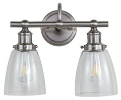 Safavieh Scn4045A Layton Brush Nickel And Clear 2-Light Bathroom Led Bulbs