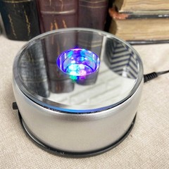 Ebros Rotating Colorful 7 LED Light Mirror Display Base for Crystal Acrylic Art