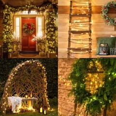 4 Pack Battery String Lights Each 23Ft 70 LED Green Wire Christmas Lights