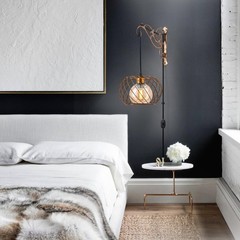 Hanging Lamps Swag Lights Plug in Wall sconces with On/Off Switch Wire Caged …