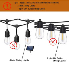 S14 Led Bulbs for Outdoor String Lights,Shatterproof Waterproof Clear Plastic Ca