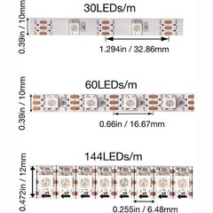 1-5M 5V WS2812B 5050 RGB LED Strip Light 144 150 300 Leds Individual Addressable