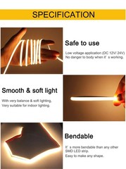 16FT 12V 24V COB LED Strip 10mm 8mm Flexible Tape DIY Bar Lights for Home House