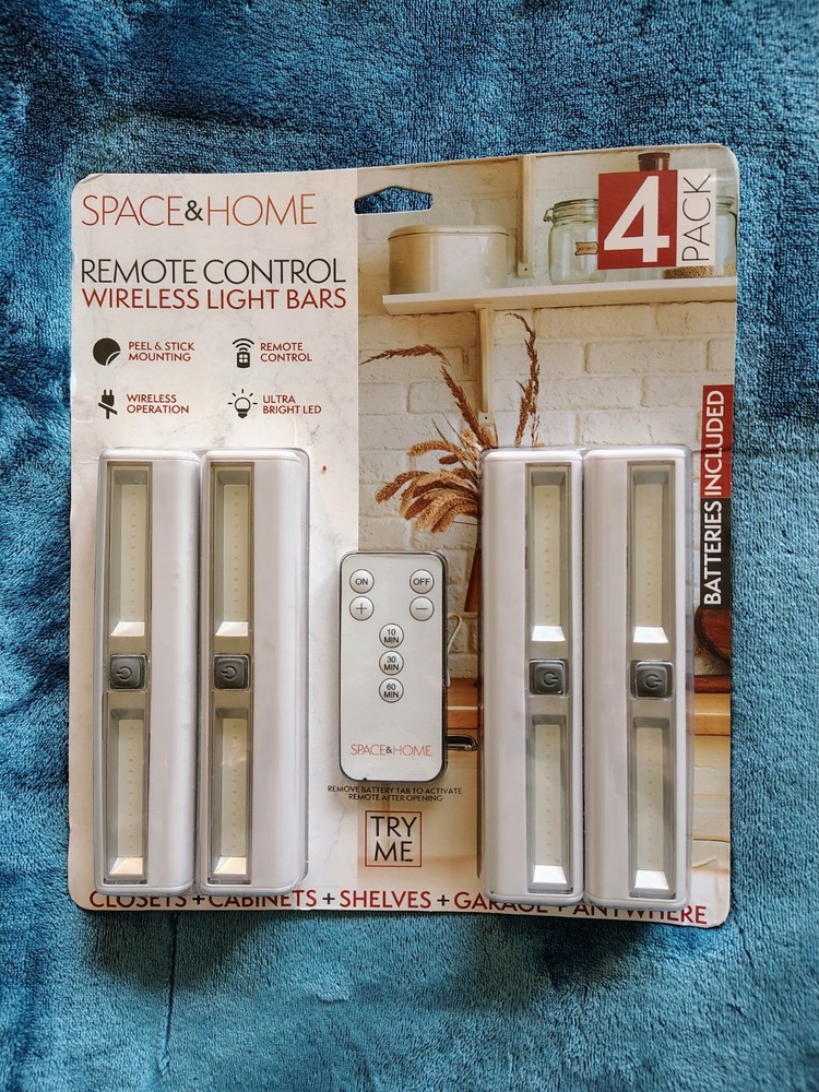 Space & Home Remote Control Wireless Light Bars 4-Pack