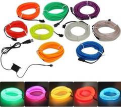 Neon LED Light Glow EL Wire String Strip Rope Tube Decor Car Party + Controller