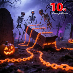 10Ft Solar Halloween Plastic Chain Lights for Halloween Decorations Outdoor , 8