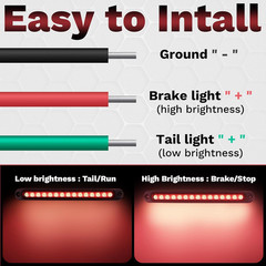 2PCS LED Trailer Tail Light Bar 10 Inch Waterproof Brake Light Strip Red