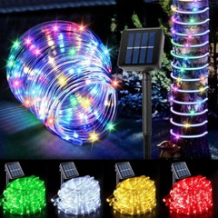 Solar Tube Rope Lights Outdoor Garden Waterproof String Light Lamp 100 LED 32FT
