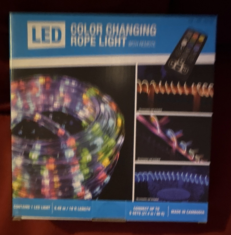 LED Multicolor Color Changing Rope Light w/ Remote, Indoor Wall Plug-In 6.5 ft