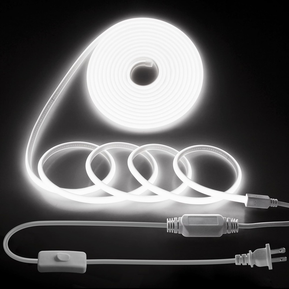 Outdoor COB Rope Lights Waterproof with Switch IP65 20FT/6M AC110V-120V Light…