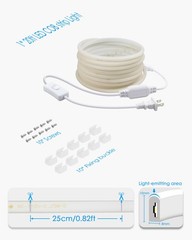 Outdoor COB Rope Lights Waterproof with Switch IP65 20FT/6M AC110V-120V Light…