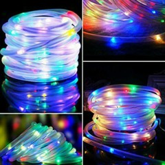 Solar Tube Rope Lights Outdoor Garden Waterproof String Light Lamp 100 LED 32FT