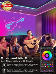 100Ft RGB LED Neon Rope Lights with App, Remote Control, IP65 Waterproof Neon Li