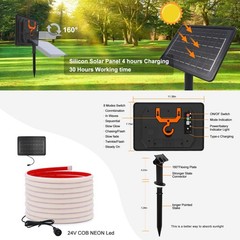 8-modes Solar COB Neon LED Strip Light Flex Lamp Garden Decor Waterproof Lights