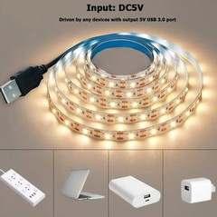USB LED Strip DC 5V 2835 White Warm White TV Background Lighting Flexible Tape