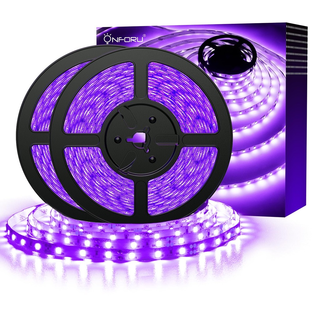 Onforu 65.6ft LED Black Light Strip 1200 Lamp Beads Non-Waterproof
