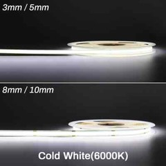 12V 24V RA90 Flexible High Bright Tape LED COB Strip 3mm 5mm 8mm 10mm Light Bar