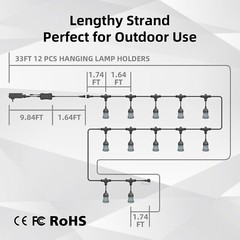 5 Pack LED Smart Wifi LED Outdoor Strings Light Dimmable 60 Bulbs 7W LOT (5) 94′