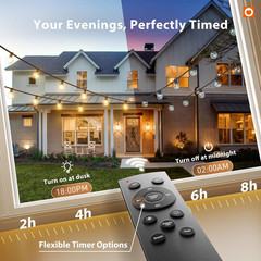 100FT Outdoor String Lights G40 with Remote, 54 LED Shatterproof Bulbs, Dimmable